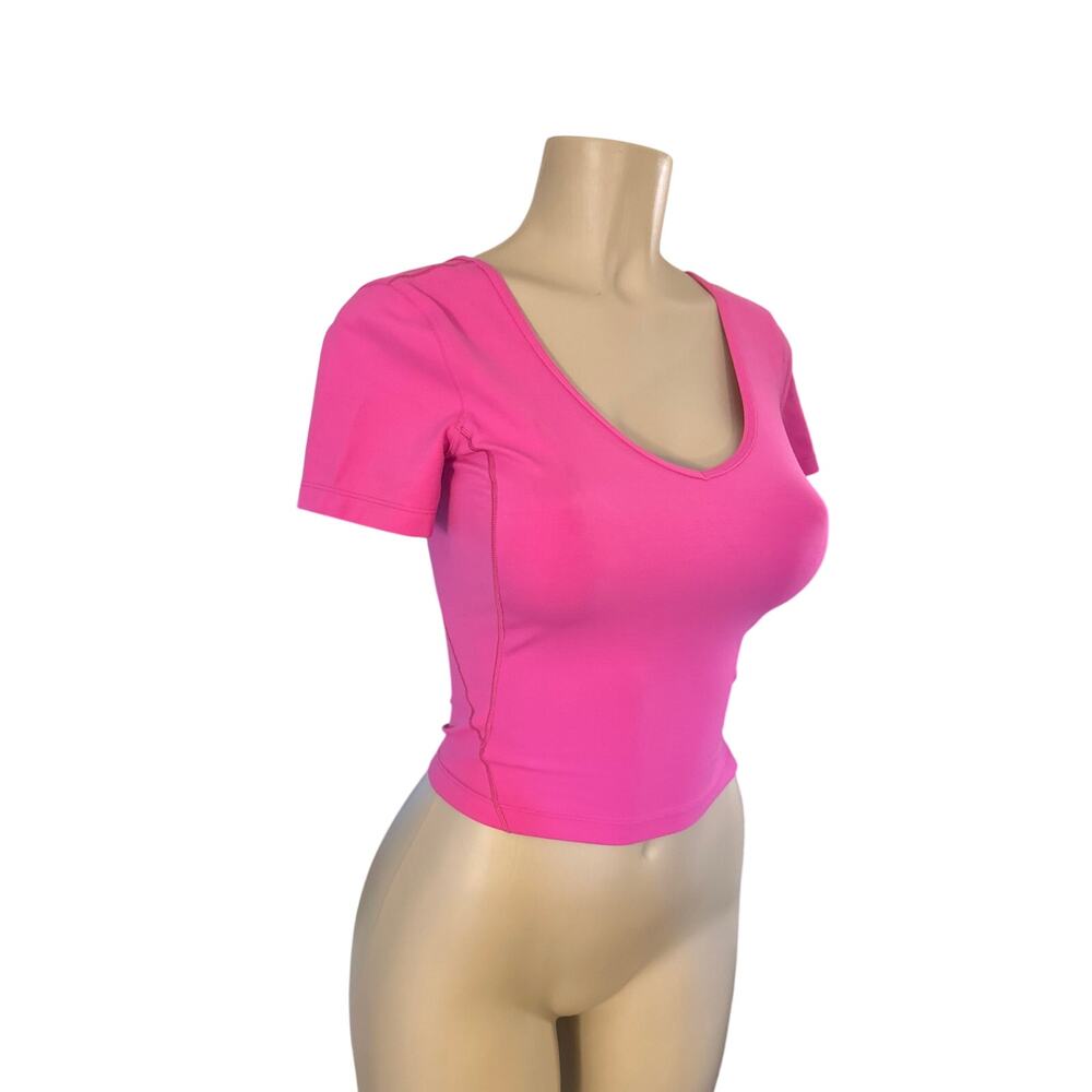 Women 6 Lululemon Align T-Shirt V-Neck Tee Nulu Top Cropped Yoga Run Sonic Pink